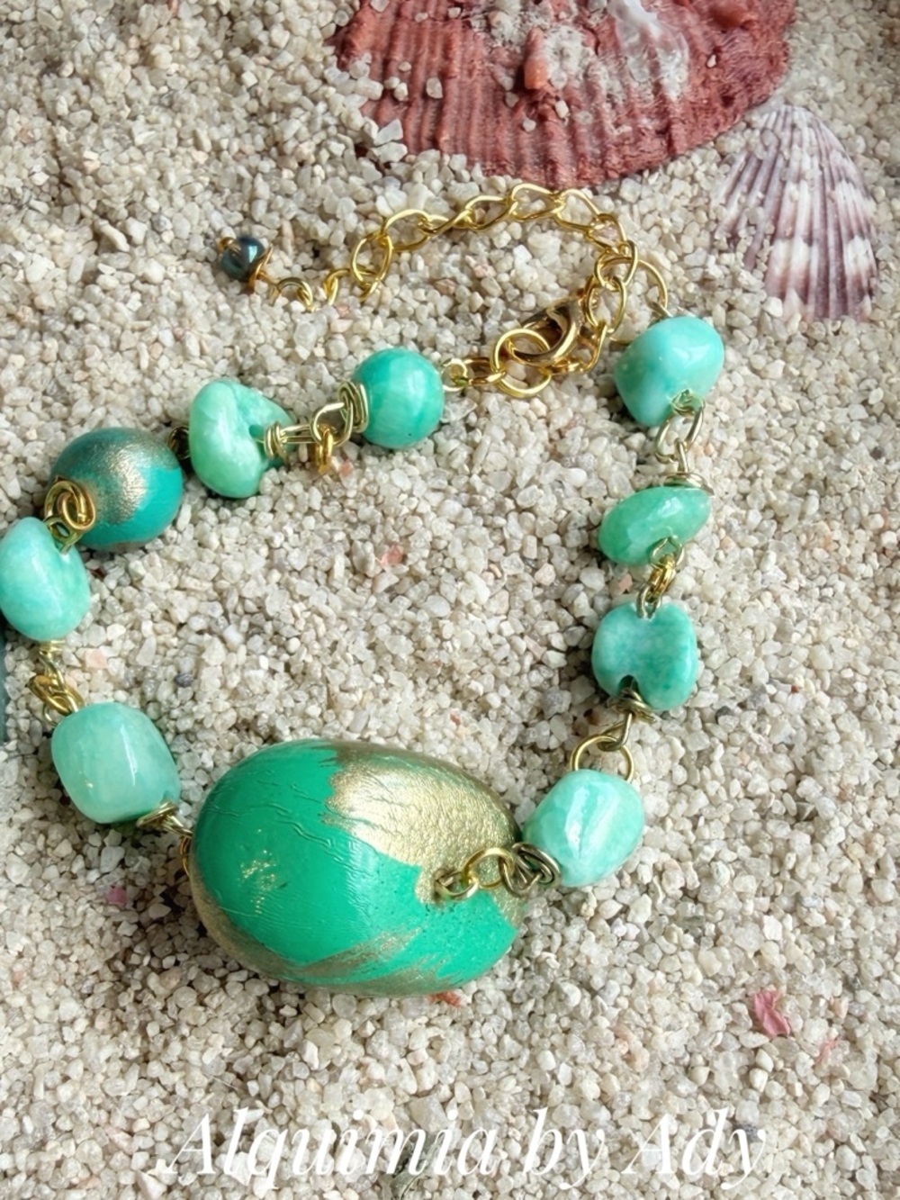 AMAZONITE Gold & chunky Stone Bracelet